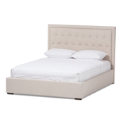 Baxton Studio Taylor Modern and Contemporary Light Beige Fabric Queen Size Gas-Lift Platform Bed